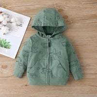 Baby Boys Green Cartoon Printed Coat Bodysuit Pants Set Wholesale Baby Clothes - PrettyKid