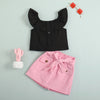 18M-6Y Doll Collar Sleeveless Sweet Candy Style Toddler Girls Clothing Sets Wholesale Girls Clothes - PrettyKid