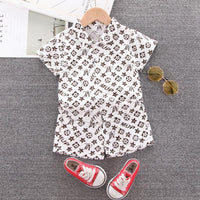 Toddler Boy Letter Print Shirt Suit - PrettyKid