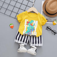 2-piece Cartoon Design T-shirt & Shorts for Children Boy - PrettyKid