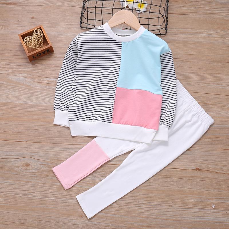 2-piece Color-block Sweatshirts & Pants for Toddler Girl - PrettyKid