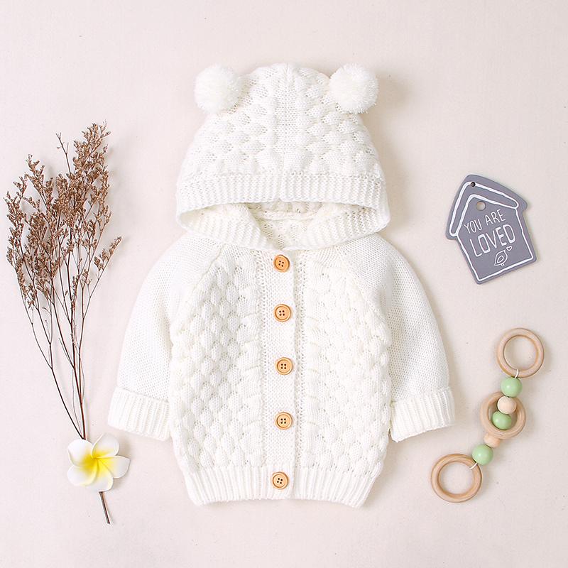 Solid Hooded Knit Coat for Baby Wholesale children's clothing - PrettyKid