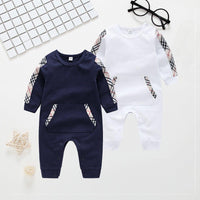 High Quality Cotton Casual Solid Plaid Long-sleeve Jumpsuit for Baby Children's clothing wholesale - PrettyKid