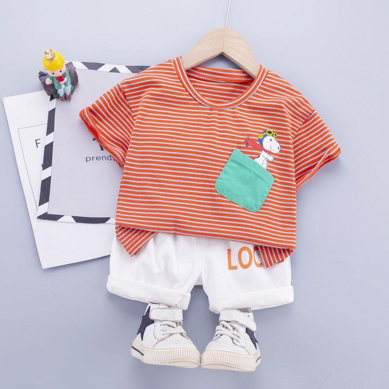 Toddler Boy Striped T-shirt & Letter Shorts Children's Clothing - PrettyKid
