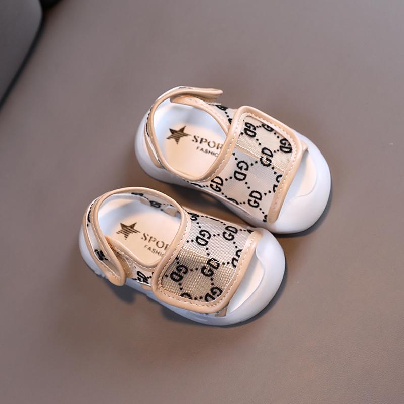 kids denim jacket wholesale Toddler Boy Geometric Print Velcro Strap Sandals Wholesale - PrettyKid