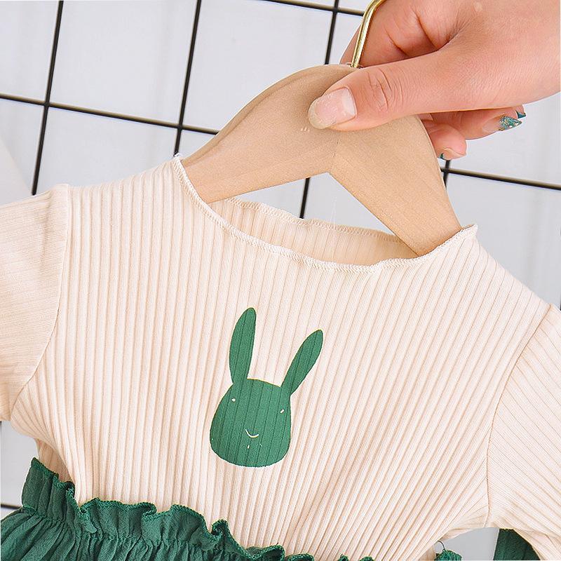 2-piece Rabbit Pattern T-shirt & Pants for Toddler Girl - PrettyKid