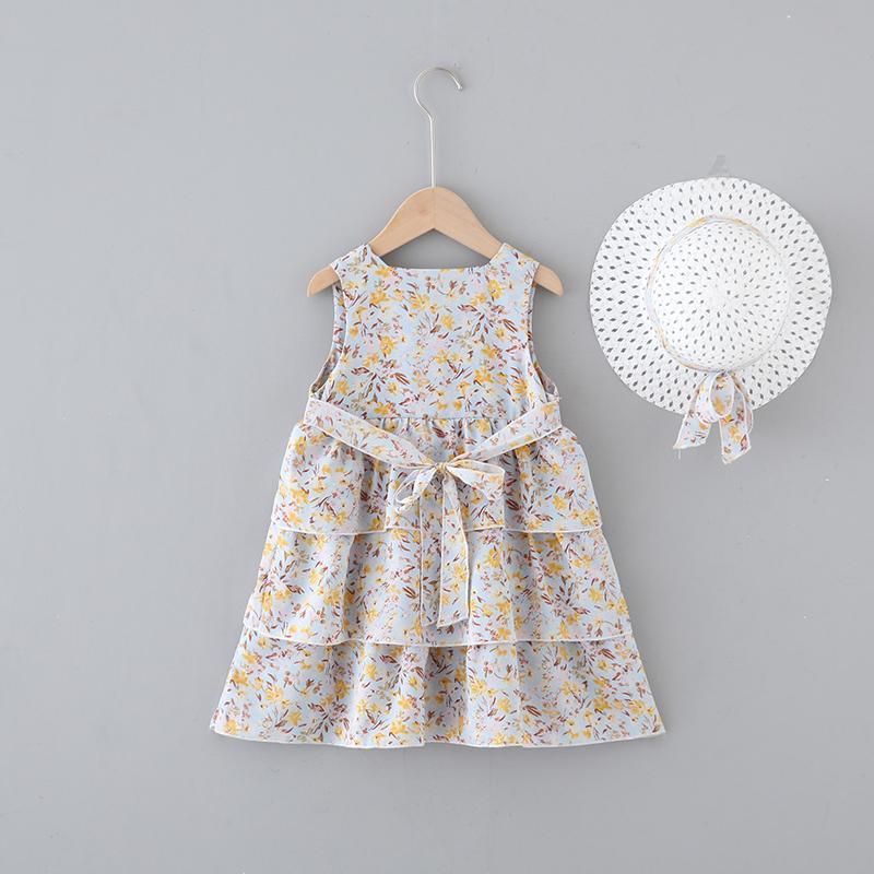 Toddler Girl V-neckline Sleeveless Floral Tiered Dress - PrettyKid