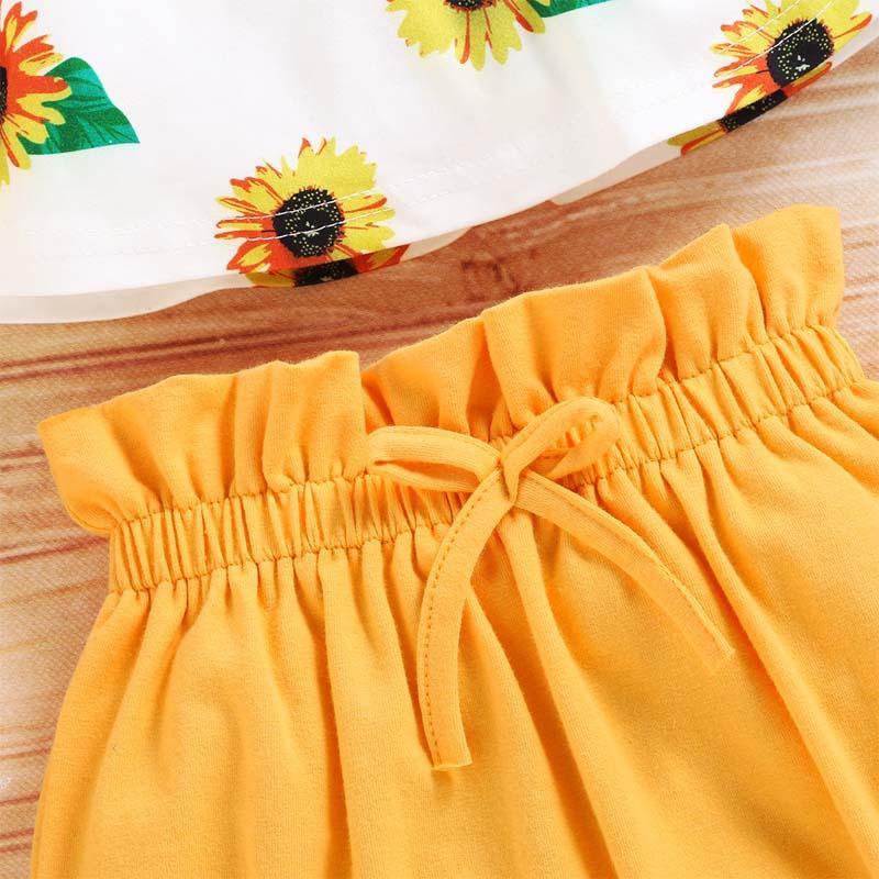 2-Pieces Sunflower Print suit For Toddler Girls - PrettyKid