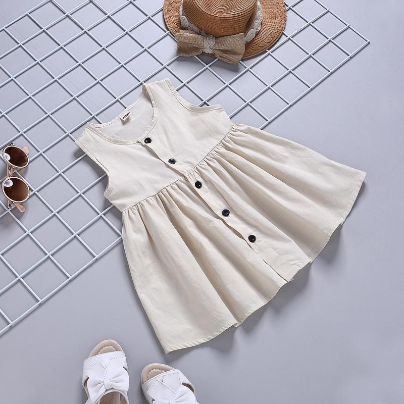 Solid Sleeveless Dress for Toddler Girl Wholesale children's clothing - PrettyKid