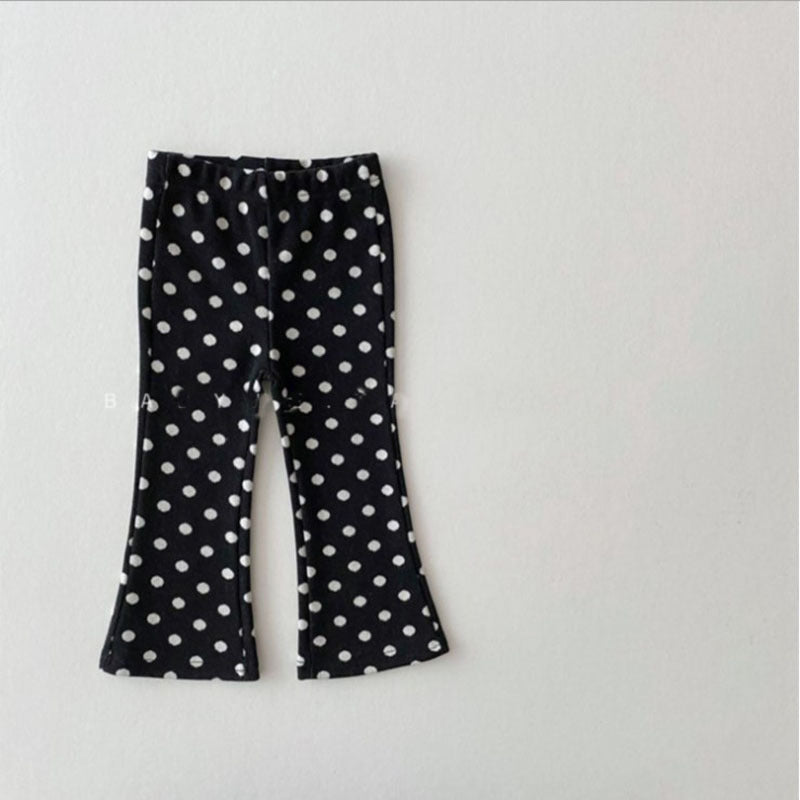 6M-3Y Baby Girls Plaid Polka Dots Leopard Print Bell Bottom Pants Wholesale Baby Girl Clothes - PrettyKid