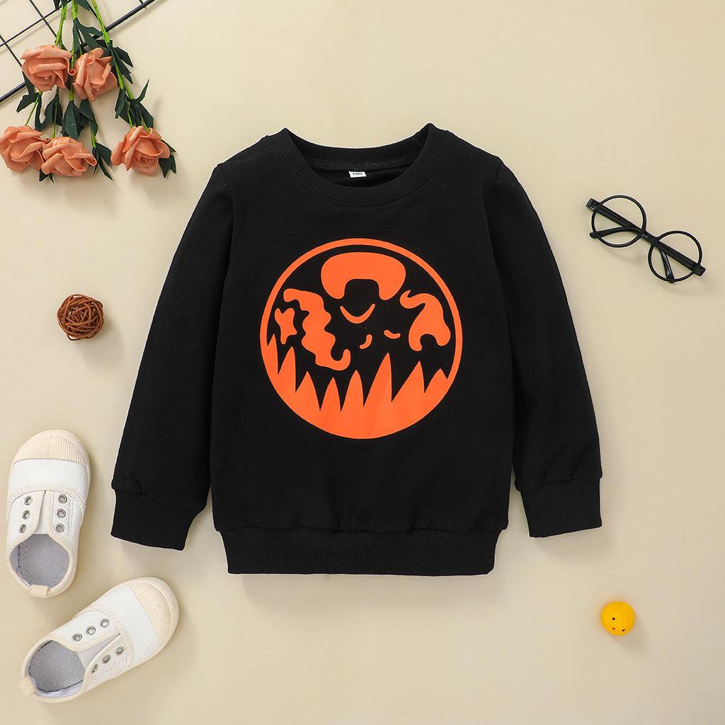 Toddler Kids Halloween Pumpkin Head Black Stripe Long Sleeve Suit Children's Boutique Wholesale Suppliers - PrettyKid