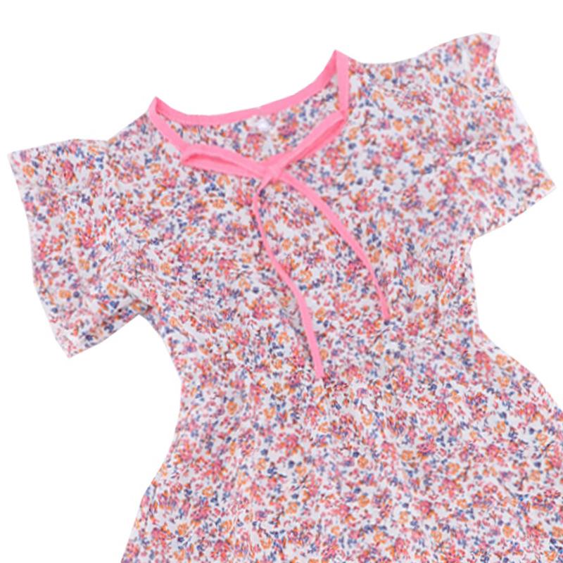 Kid Girl Double Ruffle Sleeves Ruffle Hem Floral Print Dress - PrettyKid