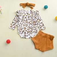 3pcs Fashion Chlorofibre Falbala Babysuits Short Pants and Hair Band - PrettyKid