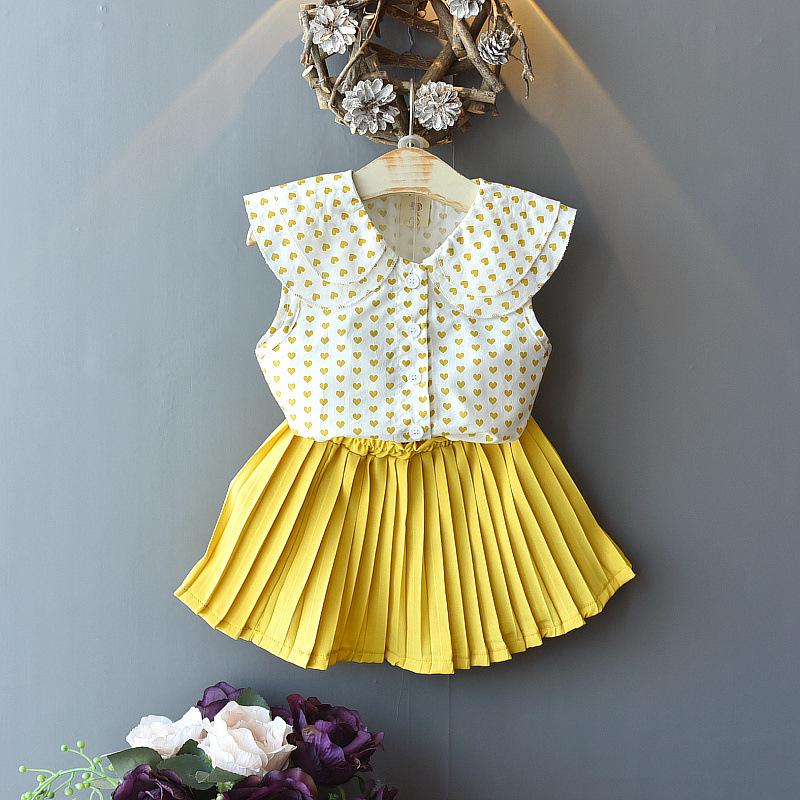 2-piece Heart-shaped Pattern Dress Set for Toddler Girl - PrettyKid