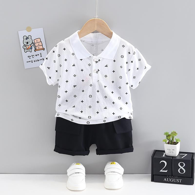 Grow Boy Cotton Print Contrast Colored Suit - PrettyKid
