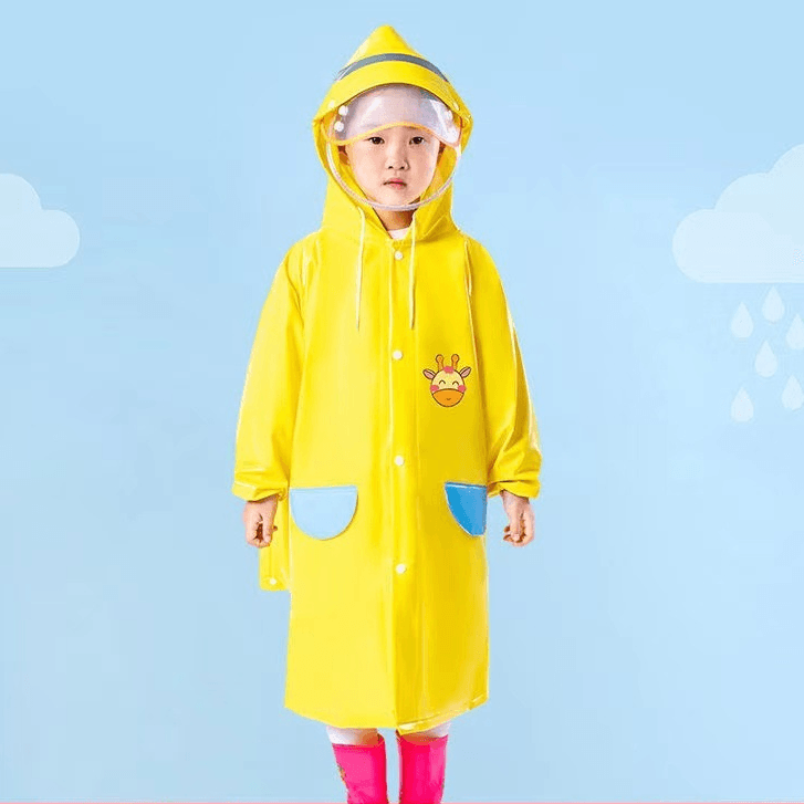 Solid Color Long One-piece Children's Raincoat Kids Wear Supplier - PrettyKid