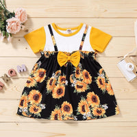 Toddler Girl Sunflower Print Dress - PrettyKid