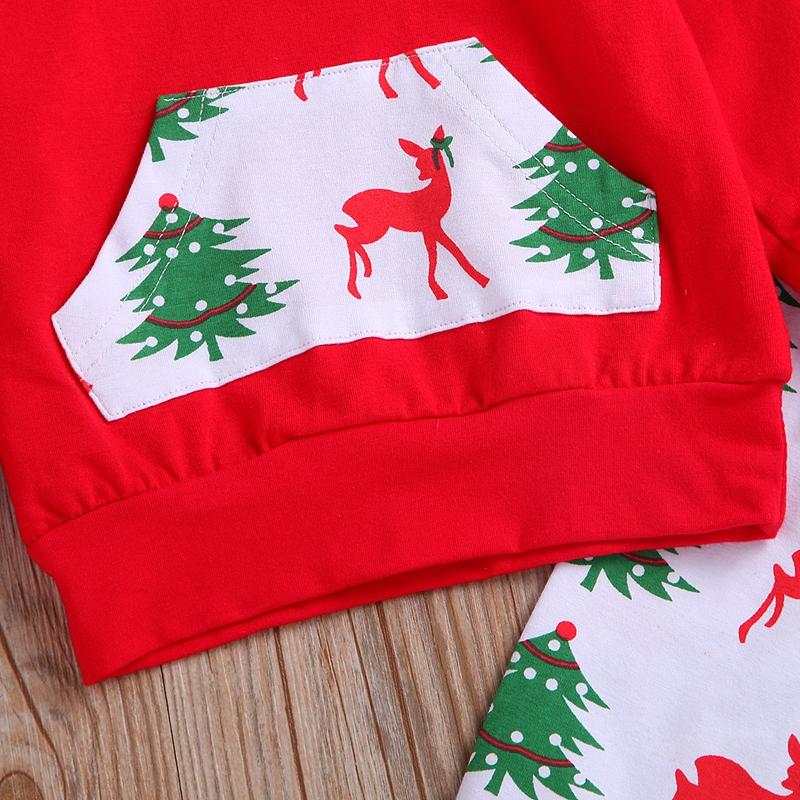 2-piece Elk and Tree Printed Hoodie and Pants Set - PrettyKid