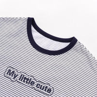 Boy Letter Black And White Striped T-shirt & Solid Color Shorts Children's Clothing - PrettyKid