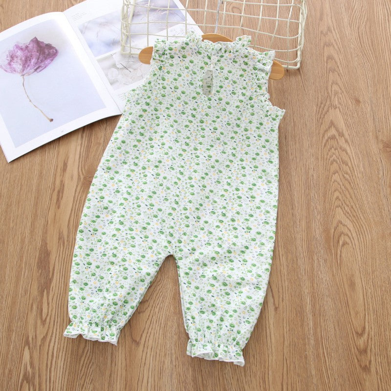 0-24M Sleeveless Printed Fungus Button-Up Romper Wholesale Baby Clothes - PrettyKid
