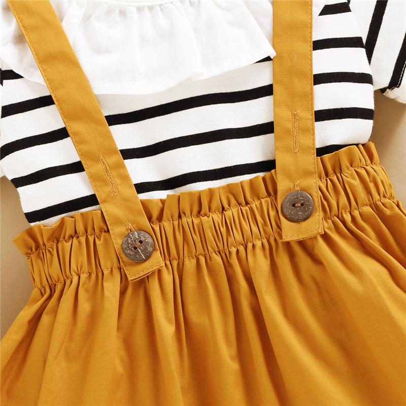 3-piece Striped T-shirt & Solid Dungarees & Headband for Toddler Girl Wholesale children's clothing - PrettyKid