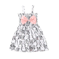 9months-4years Baby Girl Summer Dress Cute Rabbit Bow Stitching Suspender Wholesale Baby Clothing - PrettyKid