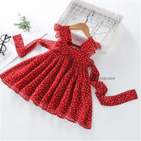 Ruffle Bow Decor Polka Dot Pleated Dress for Toddler Girl - PrettyKid