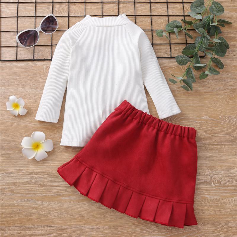 2-Pieces Solid Color Dress Set For Toddler Girls Wholesale Children's Clothing - PrettyKid