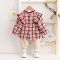 2-piece Ruffle Long Sleeve T-shirt & Pants for Children Girl - PrettyKid