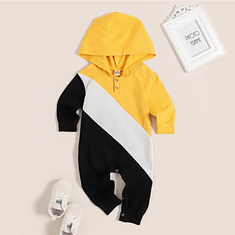 Color-block Stripes Hooded Jumpsuit for Baby Boy - PrettyKid