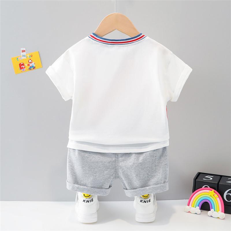 Toddler Boy Rainbow Bear Print T-shirt & Letter Shorts - PrettyKid