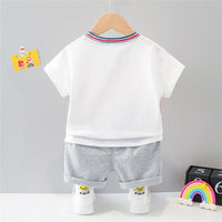 Toddler Boy Rainbow Bear Print T-shirt & Letter Shorts - PrettyKid