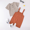 3-24months Baby Girls Sets Summer New Two-Piece Suit Plaid T-Shirt & Solid Color Overalls - PrettyKid
