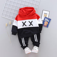 2pcs Fashion Color-block Print Hoodies and Pants Wholesale children's clothing - PrettyKid