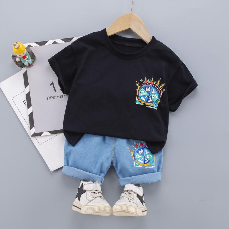 Toddler Boy Letter Fun Printing T-shirt & Shorts Children's Clothing - PrettyKid