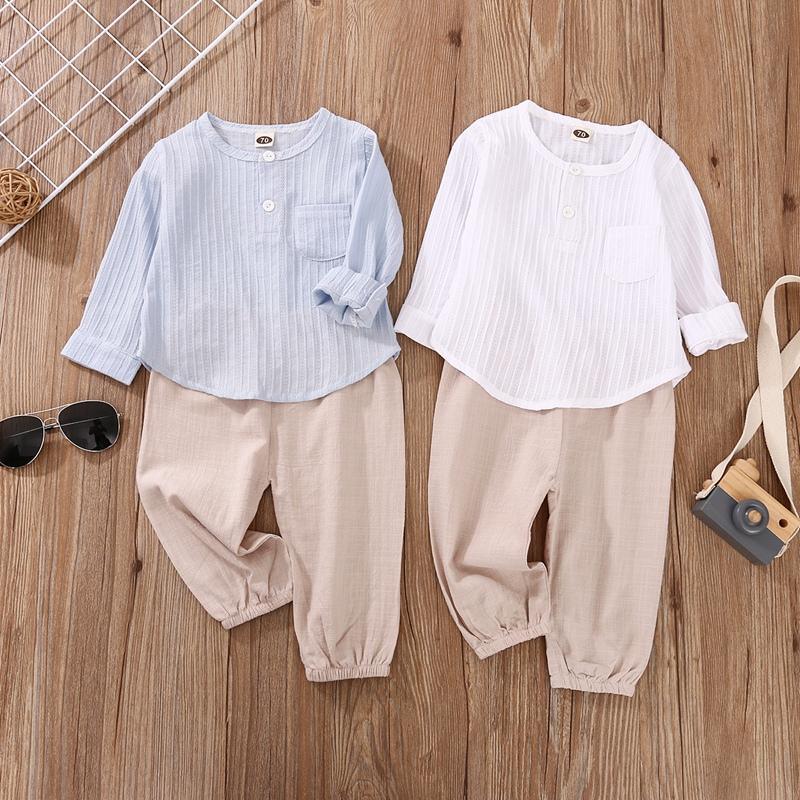 2-piece Casual Solid Tops & Pants for Baby Boy - PrettyKid