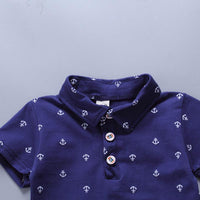 Children Boy 2pcs Polka Dot Pattern Summer Suit T-Shirt & Shorts - PrettyKid