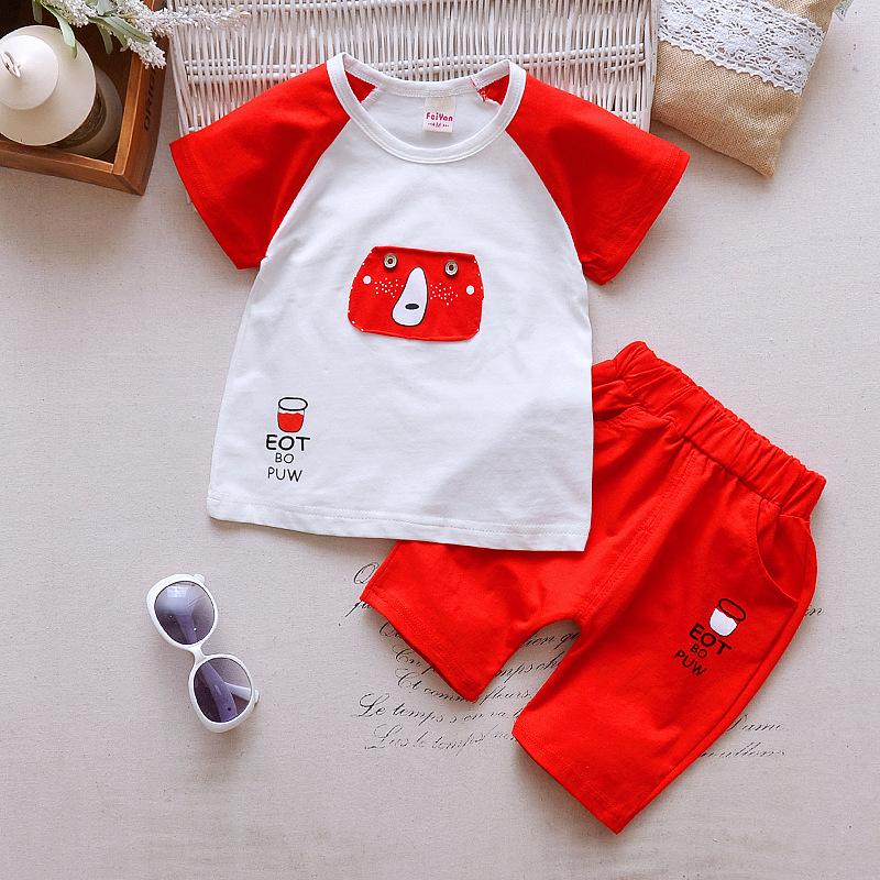 2-piece Creative Bear Print T-shirt and Casual Suits - PrettyKid