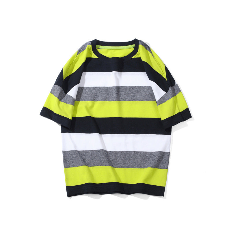 5-13Y Kid Boys Striped Round Neck Short-Sleeved T-Shirt Wholesale Kids Boutique Clothing - PrettyKid