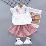2pcs Sweet Floral Design Shirt and Pants Wholesale children's clothing - PrettyKid