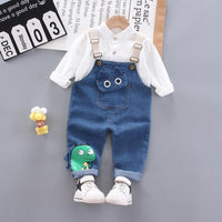 2-piece Cartoon Design Denim Dungarees & Shirt for Toddler Boy Children's Clothing - PrettyKid