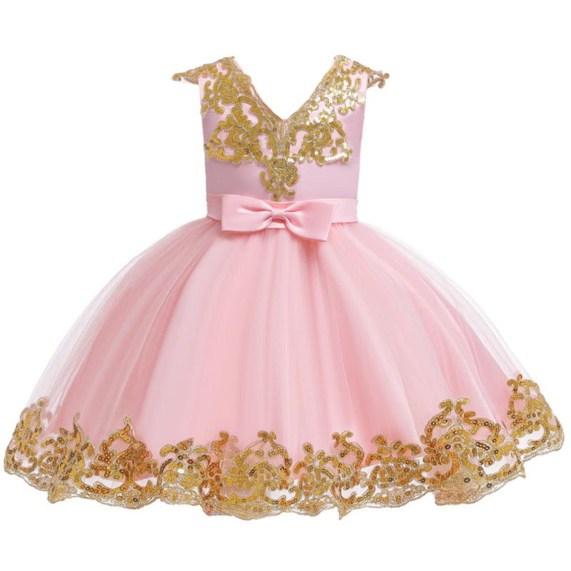 Girls' Prom Dress Sequins V-Neck Girls' Performance Dress - PrettyKid