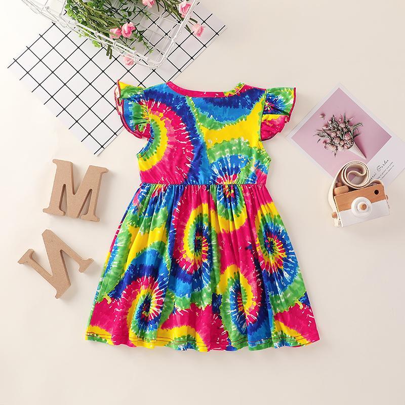 Color-block Ruffle Dress for Toddler Girl Wholesale children's clothing - PrettyKid