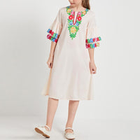 Girl Flower Print Short Sleeve Dress - PrettyKid