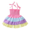 9M-3Y Baby Girls Rainbow Colorblock Smocked Cami Dresses Wholesale Baby Clothes In Bulk - PrettyKid