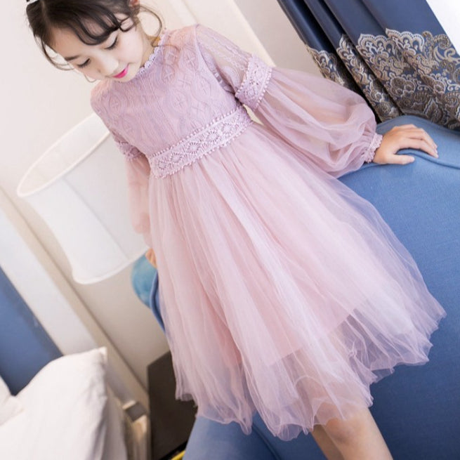 3-11Y Gauze Puff Sleeve Gentle Kids Party Dresses Wholesale Clothing Kidswear - PrettyKid