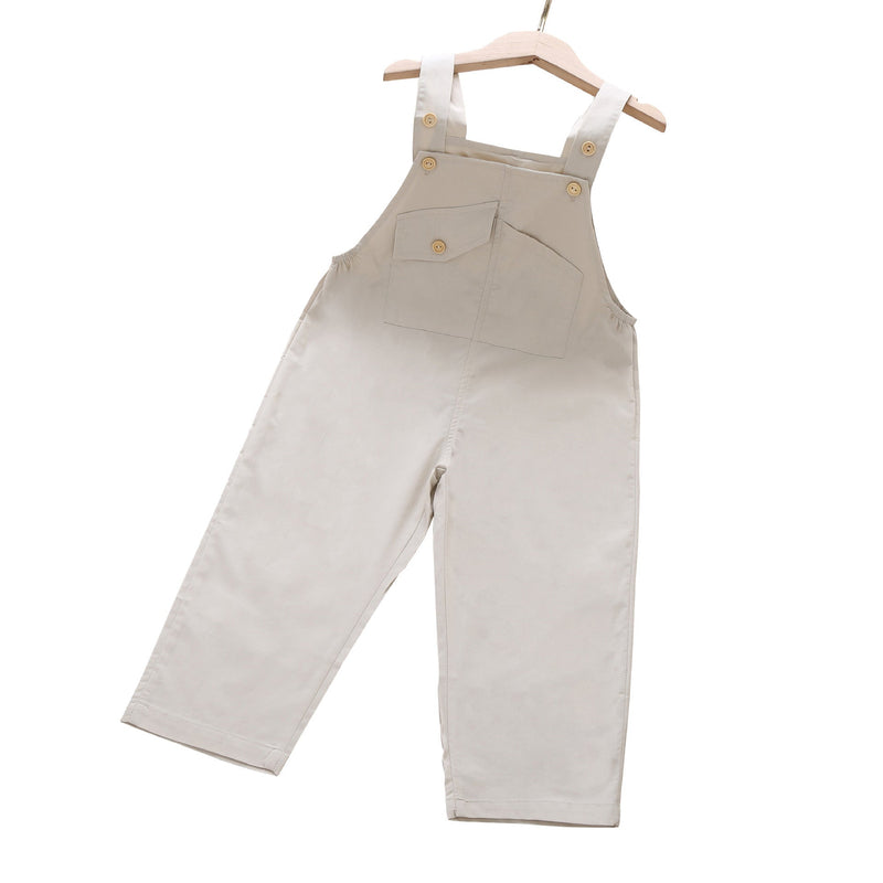 Boy&Girl Pocket Solid Overalls Toddler Bib Overalls - PrettyKid