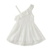 18M-6Y Toddler Girls Slanted Shoulder Lace Dresses Wholesale Little Girl Clothing