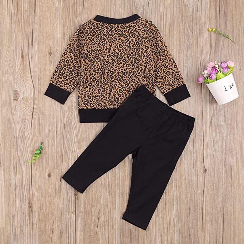 2-piece Ruffle Leopard Sweatshirts & Pants for Baby Girl - PrettyKid