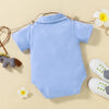 Baby Solid Color Short-Sleeved POLO Bodysuit Baby One Piece Jumpsuit - PrettyKid